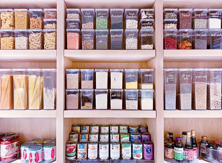 how to organize kitchen cabinet pantry with decanted dry goods