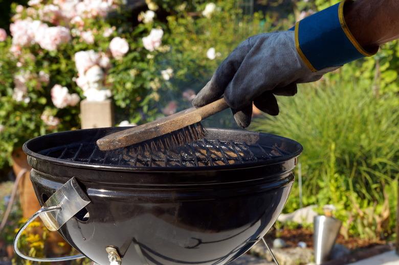 Cleaning a dirty grill.