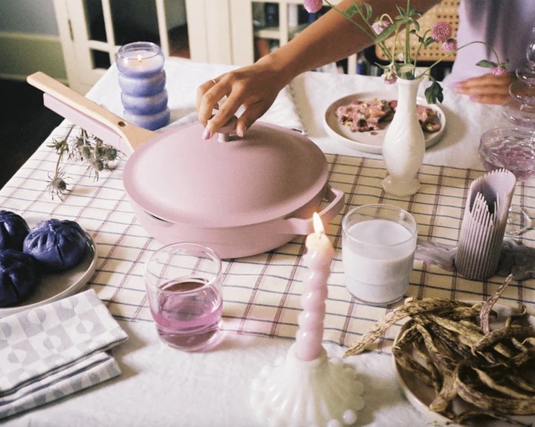 lavendar pan on set table