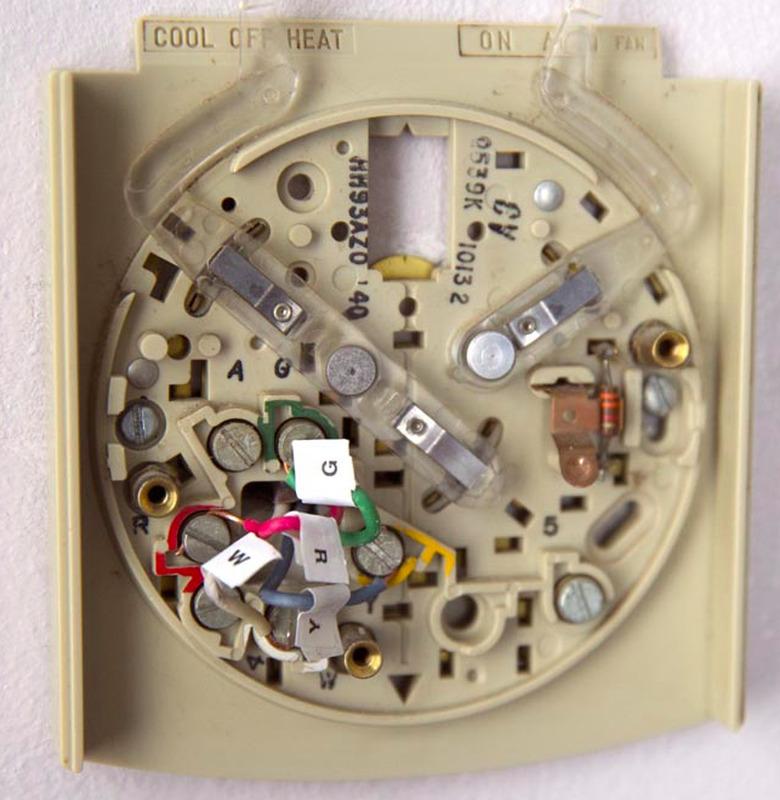 Thermostat wires labeled.