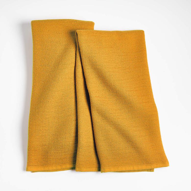 Crate & Barrel Pique Orange Dish Towels