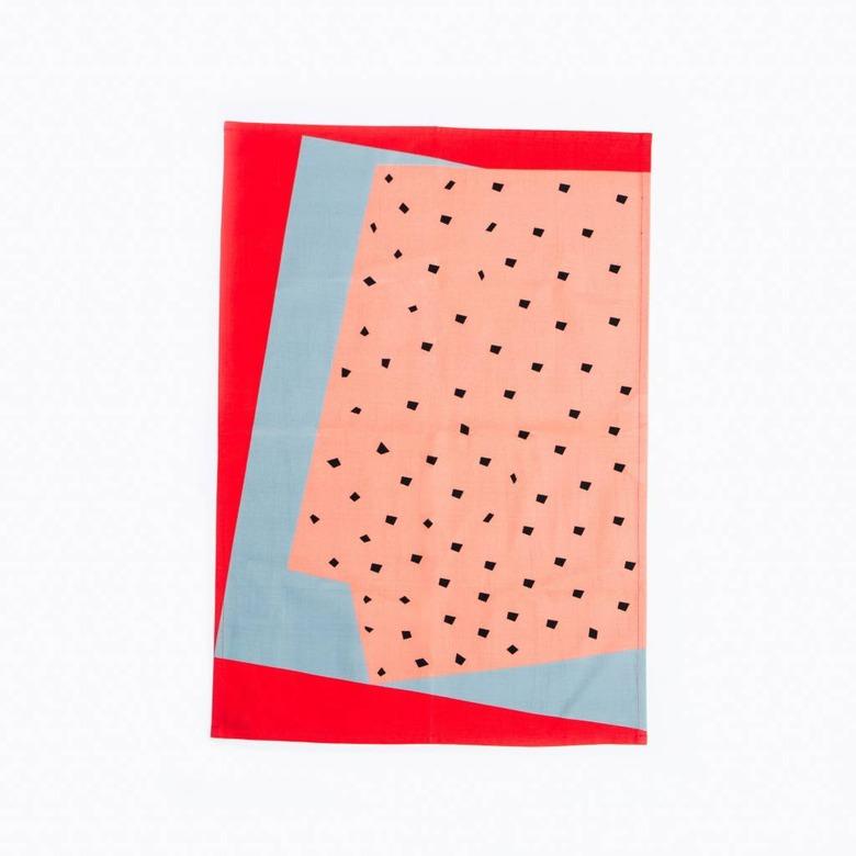 Sugy Tea Towel in orange and blue with black spots