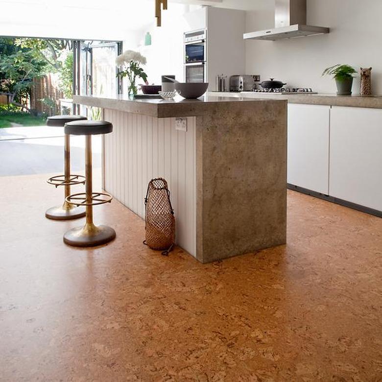 Kitchen with cork floor tile