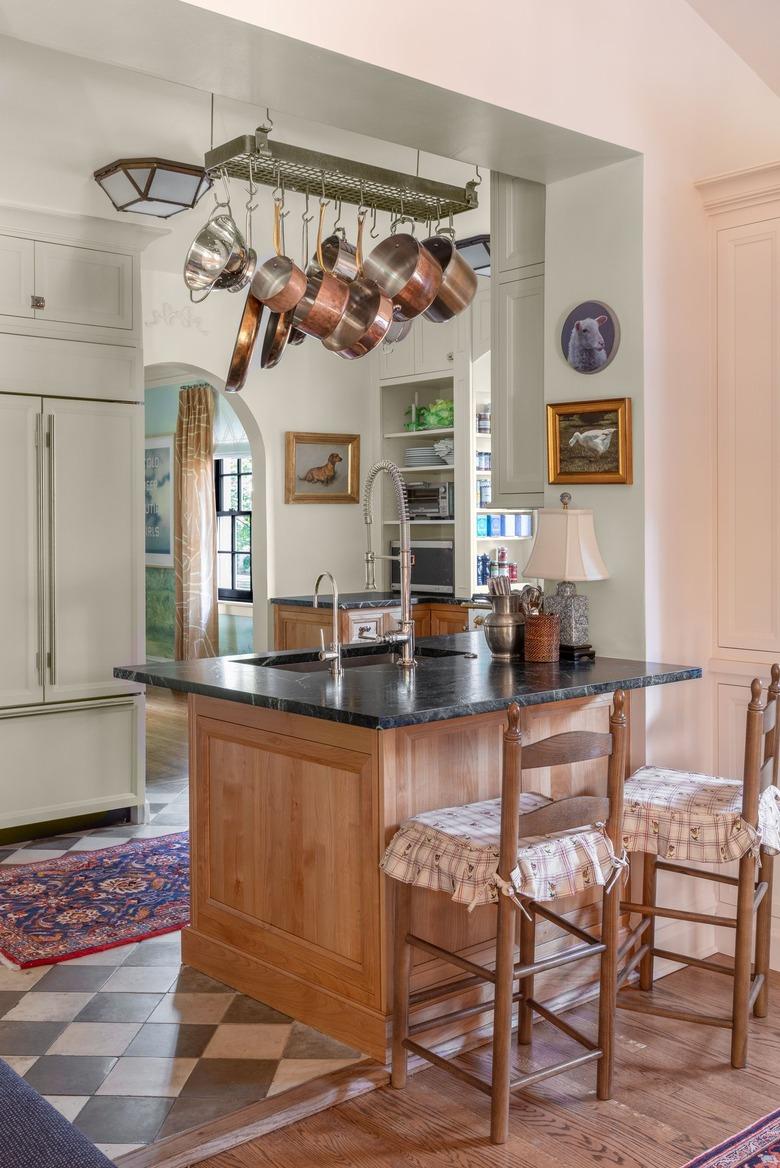 kitchen island with table lamp designed by M. Lavender Interiors