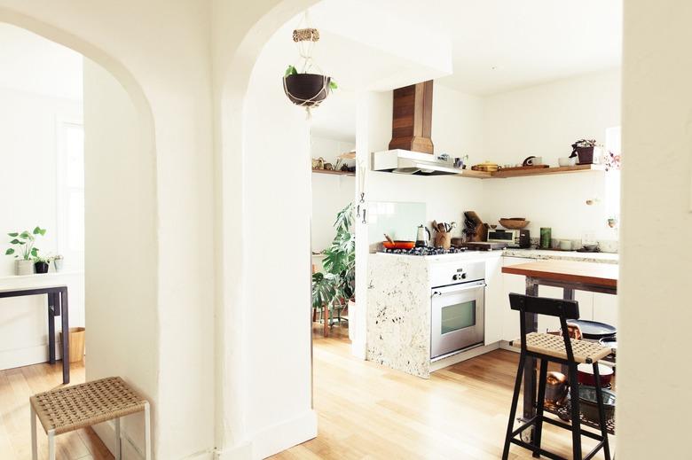 light wood kitchen floors in small space