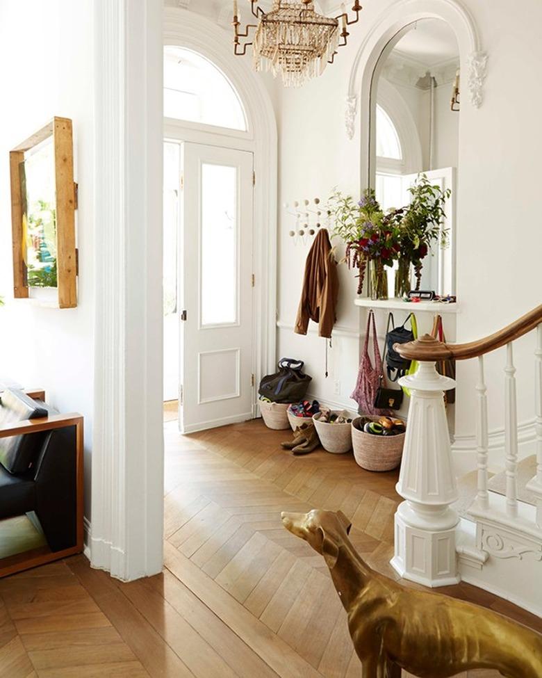 storage baskets in entryway