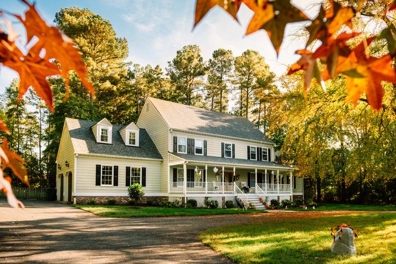 Colonial-style house in early autumn.