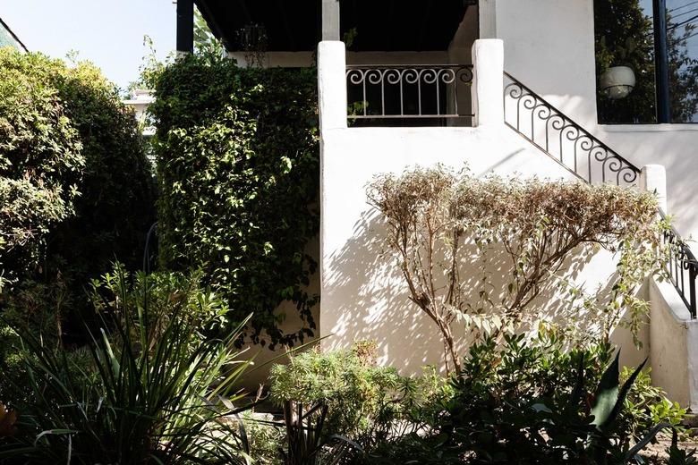 black and white exterior staircase