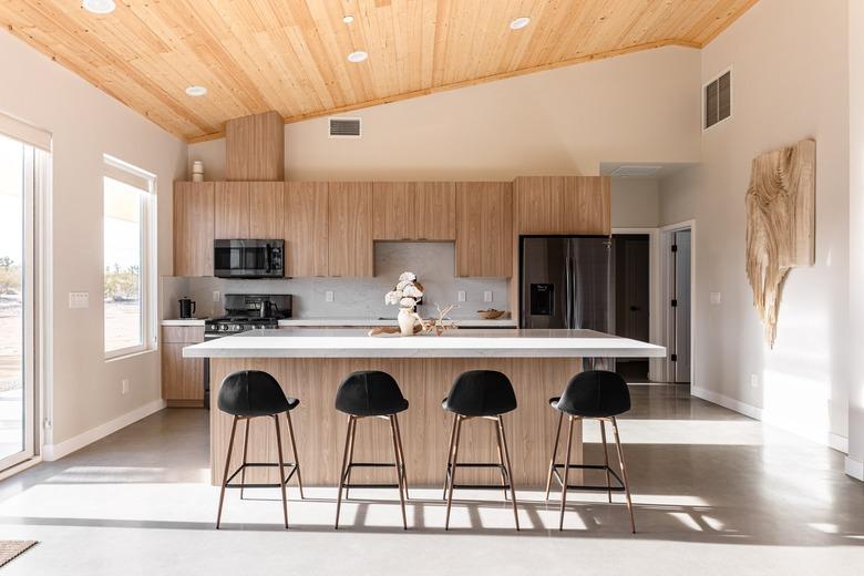 Kitchen with walnut cabinets