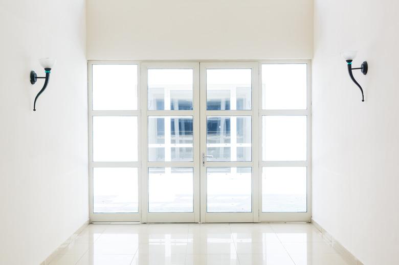 empty closed door, white glass door