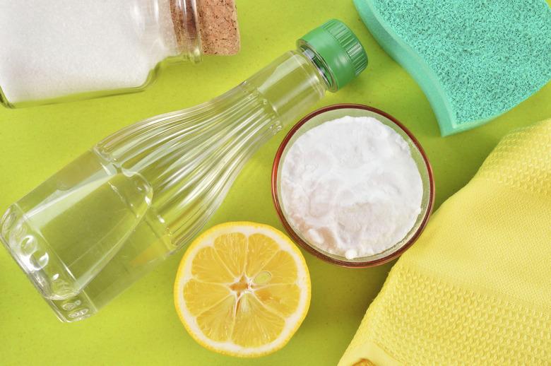 Natural cleaners. Vinegar, baking soda, salt and lemon.