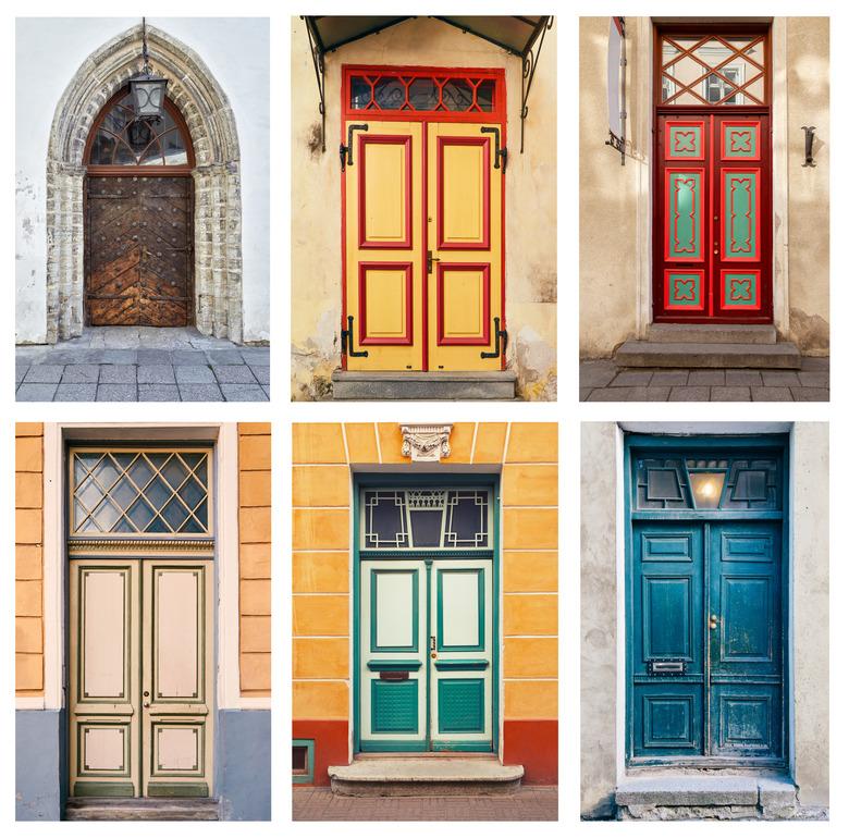 Collage of ornamental doors exterior