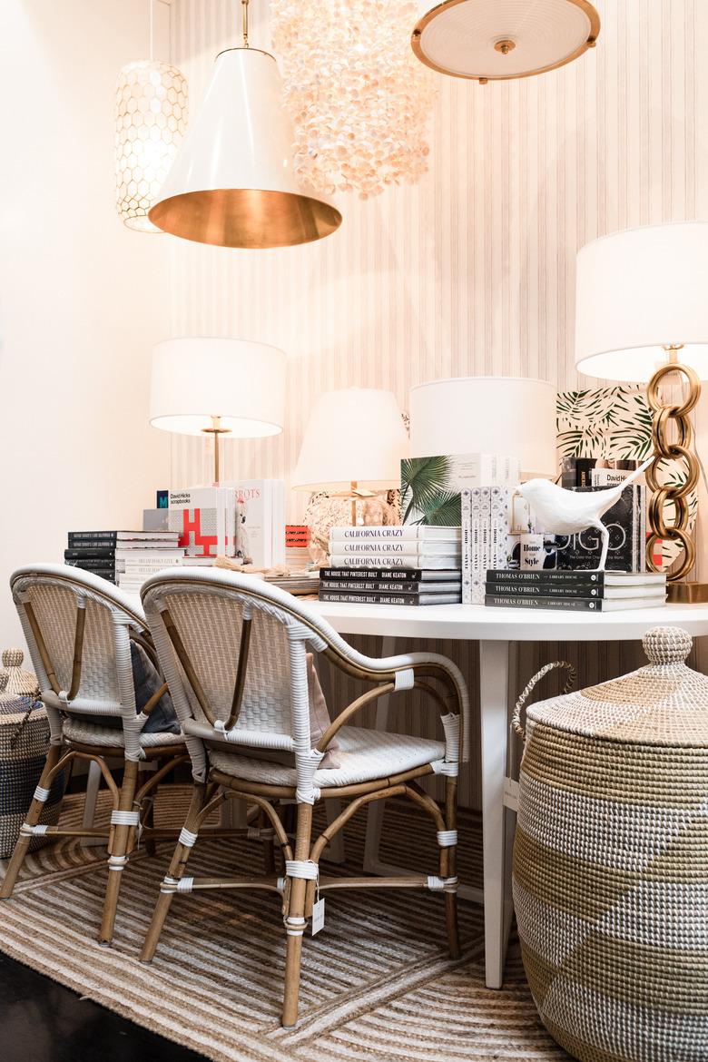 table with chairs and books