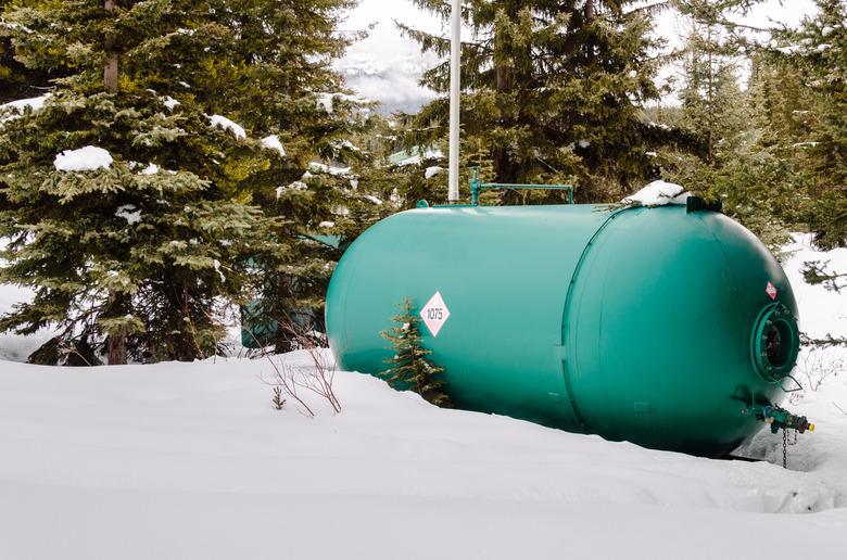 Large Propane Tank in a Snowy Yard