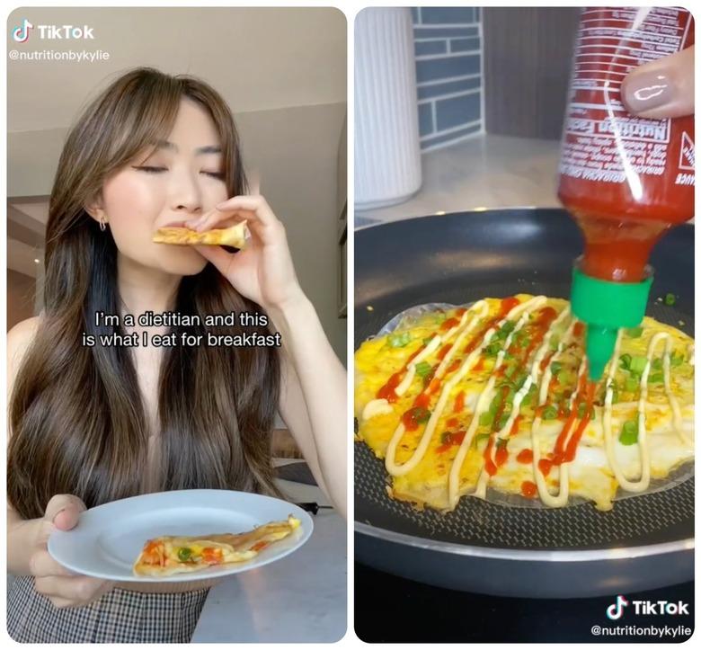 screenshot of tiktok video making vietnamese pizza