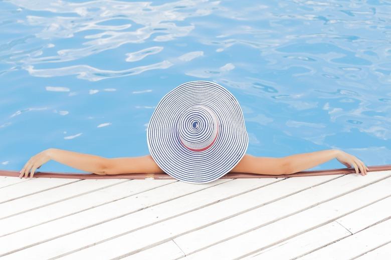 lady at poolside