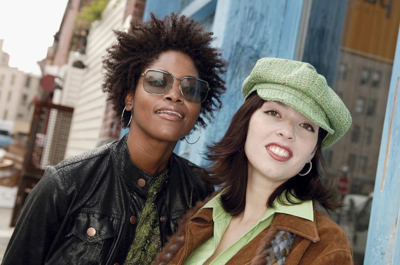 Portrait of two urban women outdoors