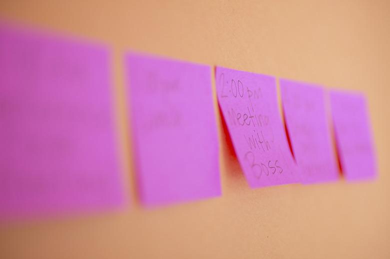 Row of messages on sticky paper