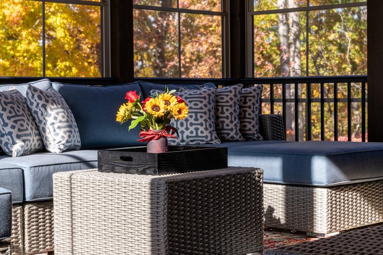 Comfy corner in screened porch.