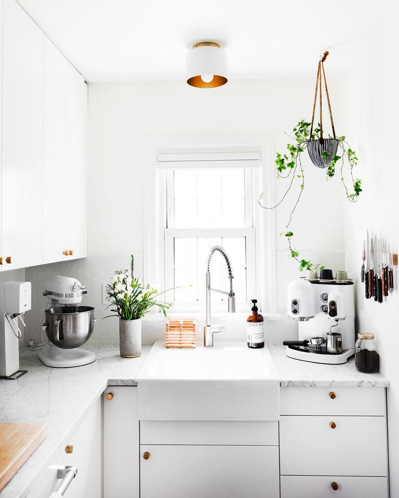 flush mount kitchen ceiling light in white kitchen