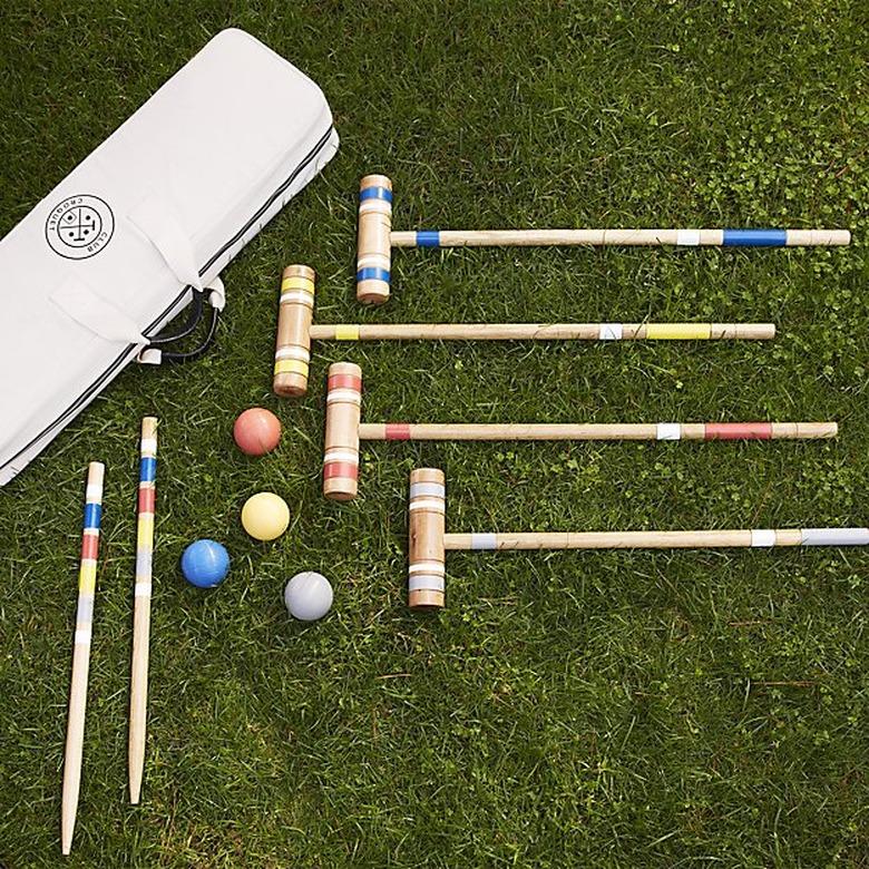 Croquet mallets in the grass