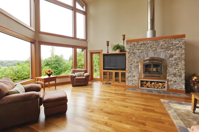 Custom home interior with solid walnut wood floor.