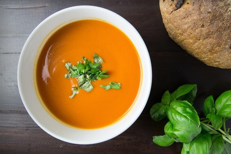 Soup in a white bowl