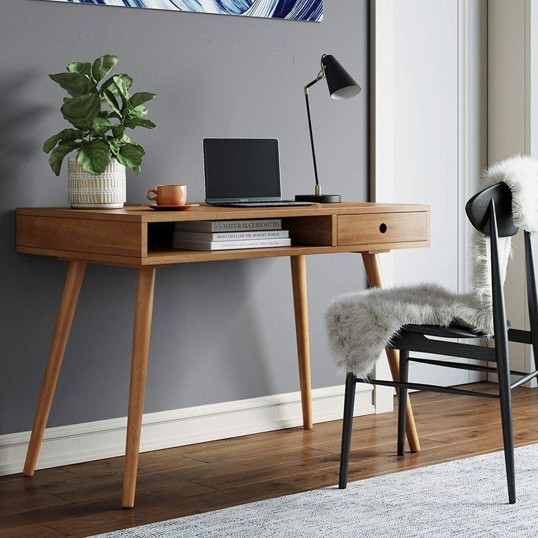 midcentury modern desk in office