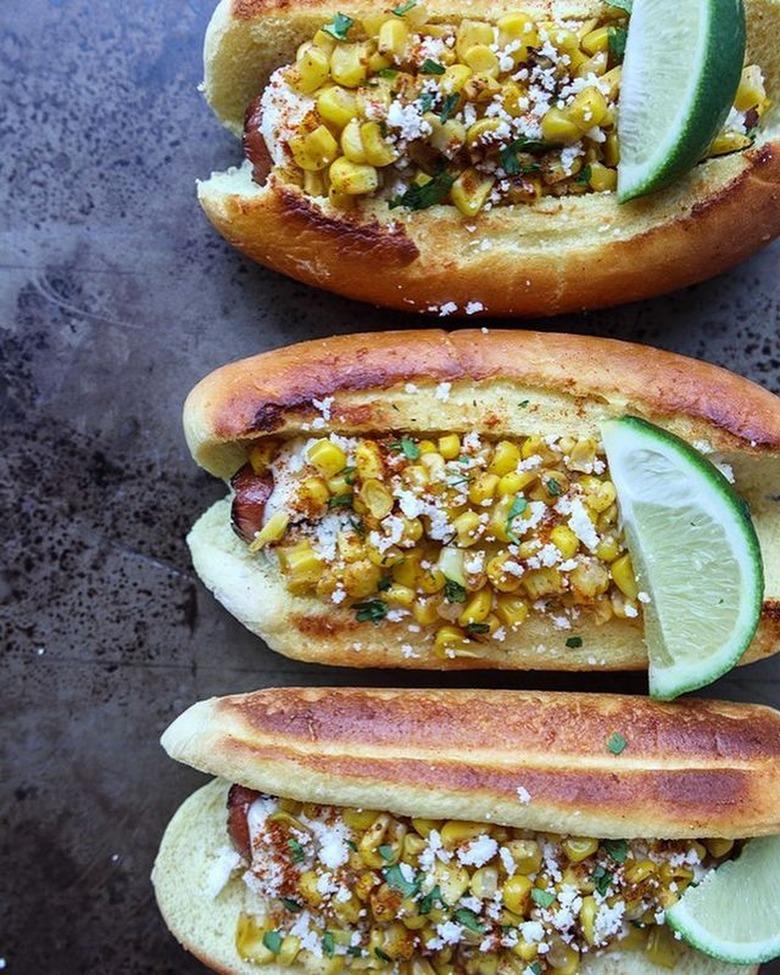 Lemon and Mocha Elote Hot Dog