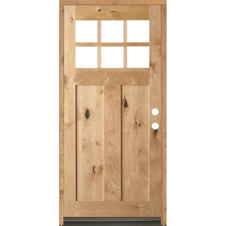 A wooden pre-hung door