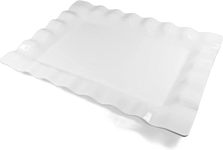 Gigantic White Melamine Scalloped Serving Platter 