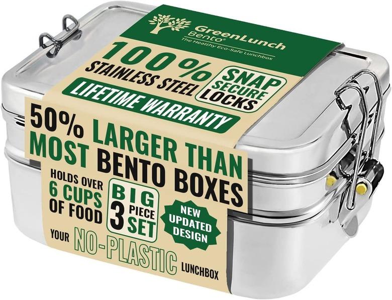 GreenLunch Bento 3-in-1 Stainless Steel Bento Box