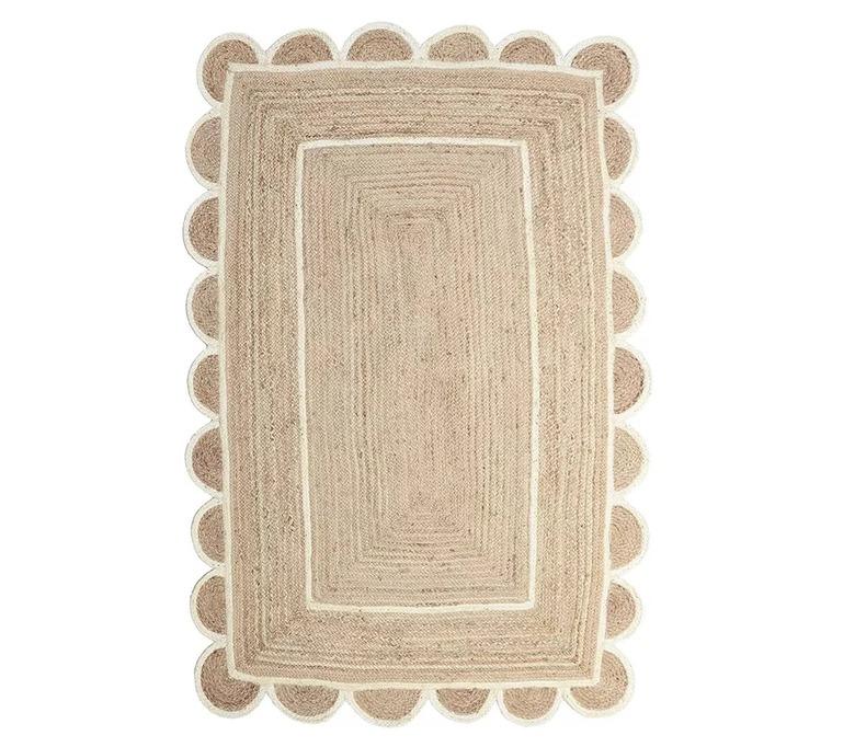 Craftmenship India Weaving Village Scalloped Jute Rug (9