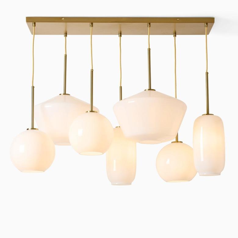 West Elm Sculptural Glass 7-Light Multi Chandelier 