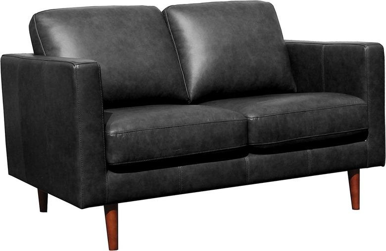 Rivet Revolve Modern Leather Loveseat Sofa