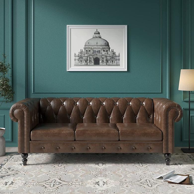 MGH PU Faux Leather Chesterfield Sofa