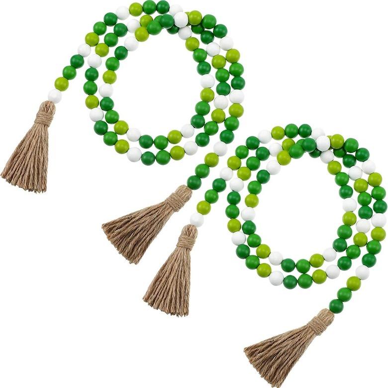 Jetec St. Patrick's Day Farmhouse Wood Bead Garlands