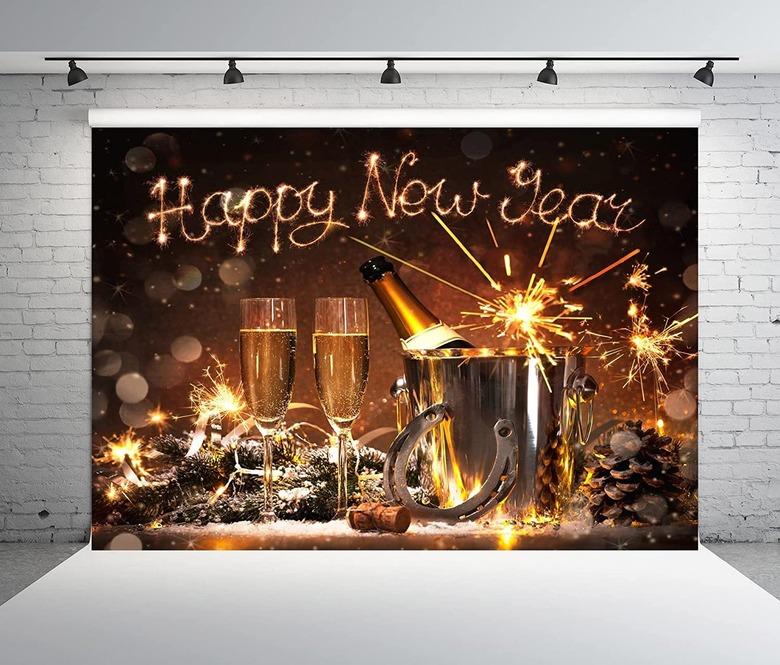 Beleco Fabric Happy New Year Backdrop