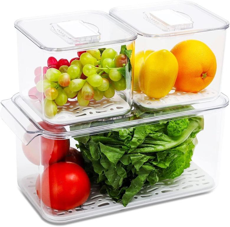 REFSAVER Fridge Storage Containers for Fruits and Vegetables (set of 3)