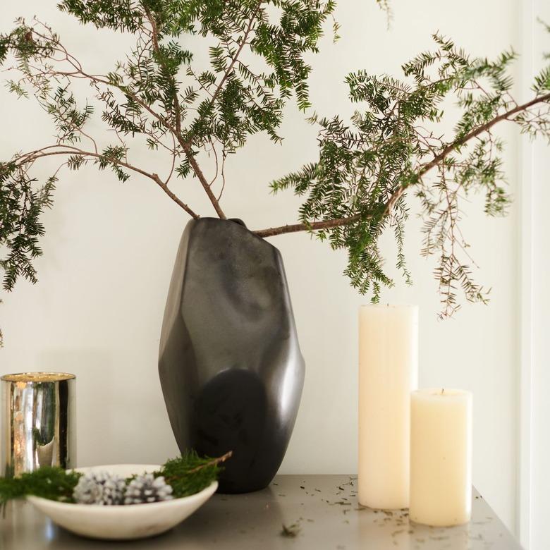 West Elm Pinched Black Ceramic Vases