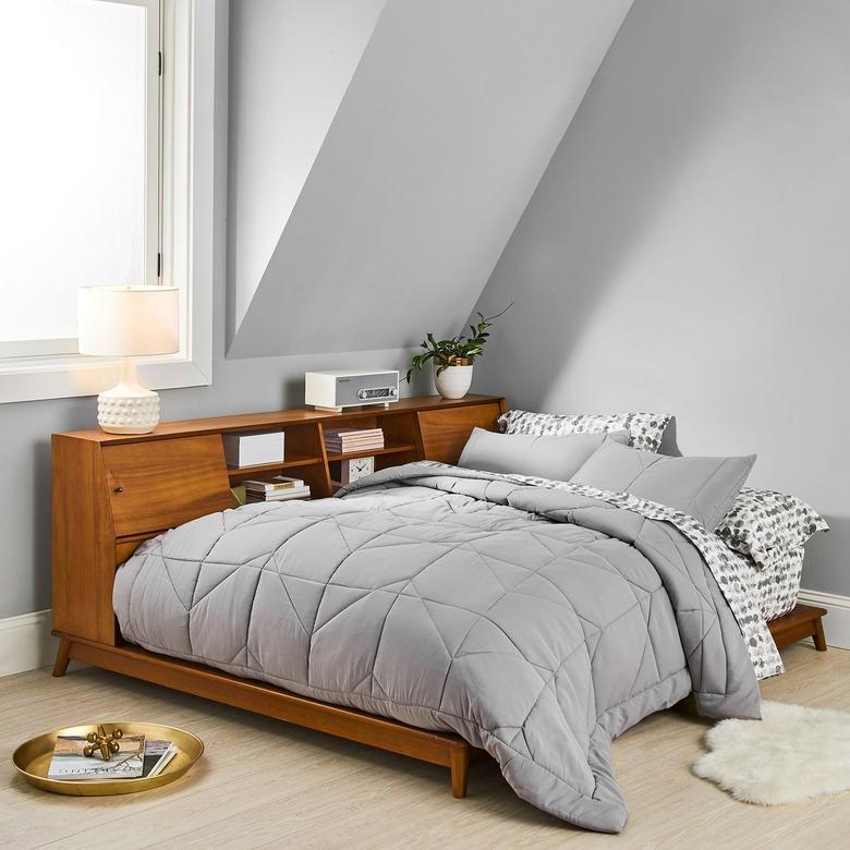 West Elm Midcentury Side Storage Platform Bed (Queen)