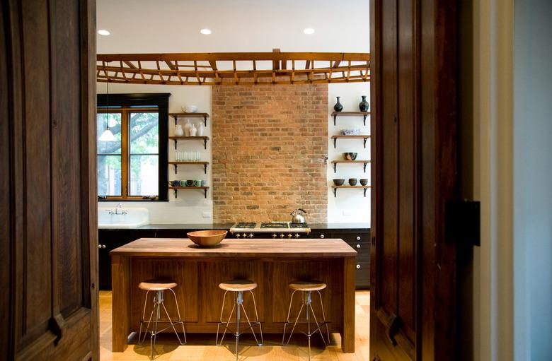 industrial kitchen with black countertops