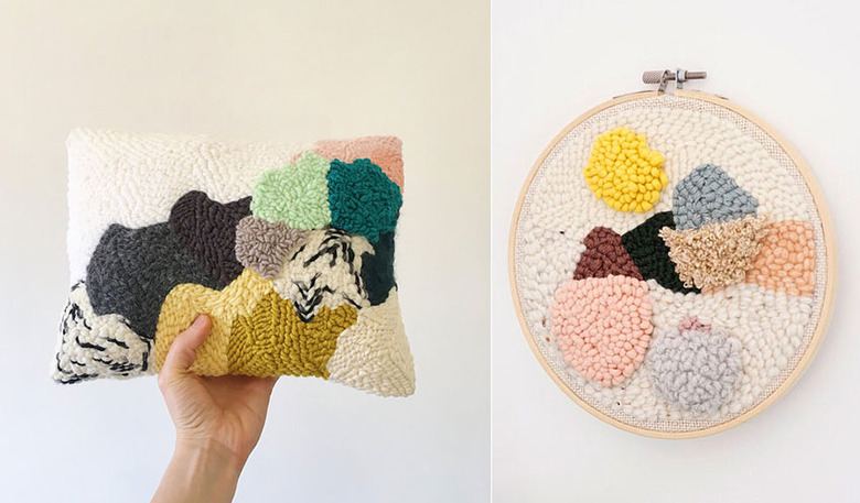 Punch Needle Cushion And Hoop Art