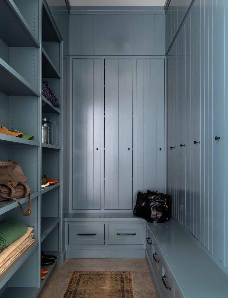 shiplap hallway in mudroom