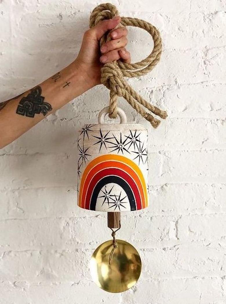 mquan studio Thrown Bell Earth: Rainbow Constellations w/ Brass Disc