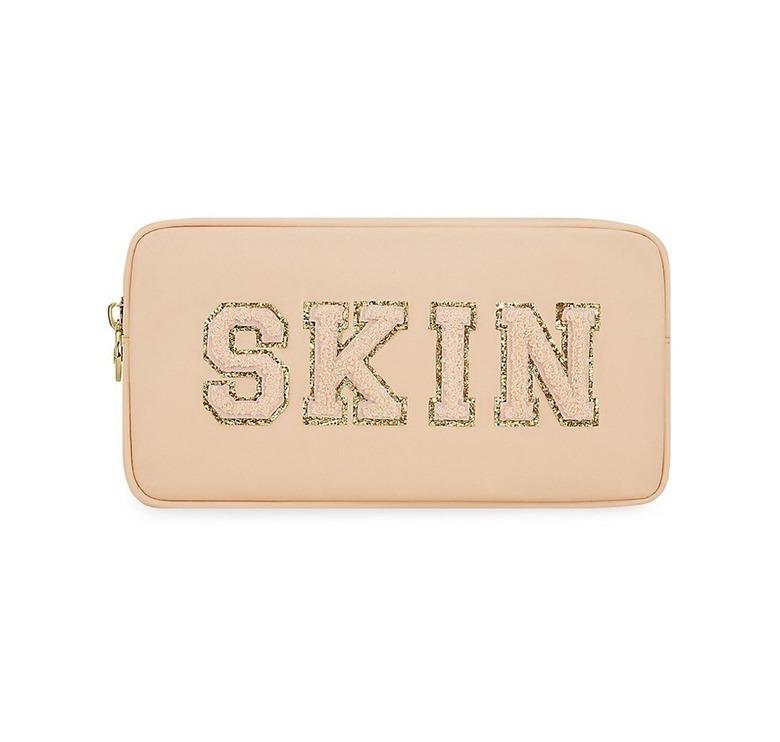 nude skin embroidered pouch