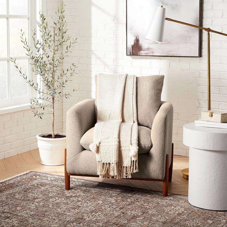 bouclé chair in tan