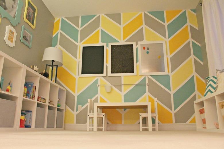 bright patterned walls playroom