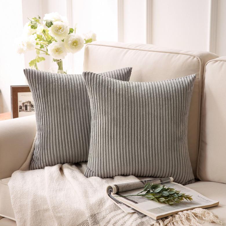 PiccoCasa Corduroy Throw Pillow Covers (2 pack), $16.39