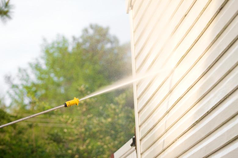 pressure washing the house side